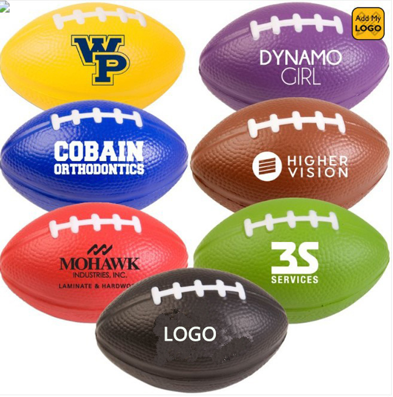 Custom PU Football/Rugby Reliever Squeezing Ball--3.4" x 2.2"
