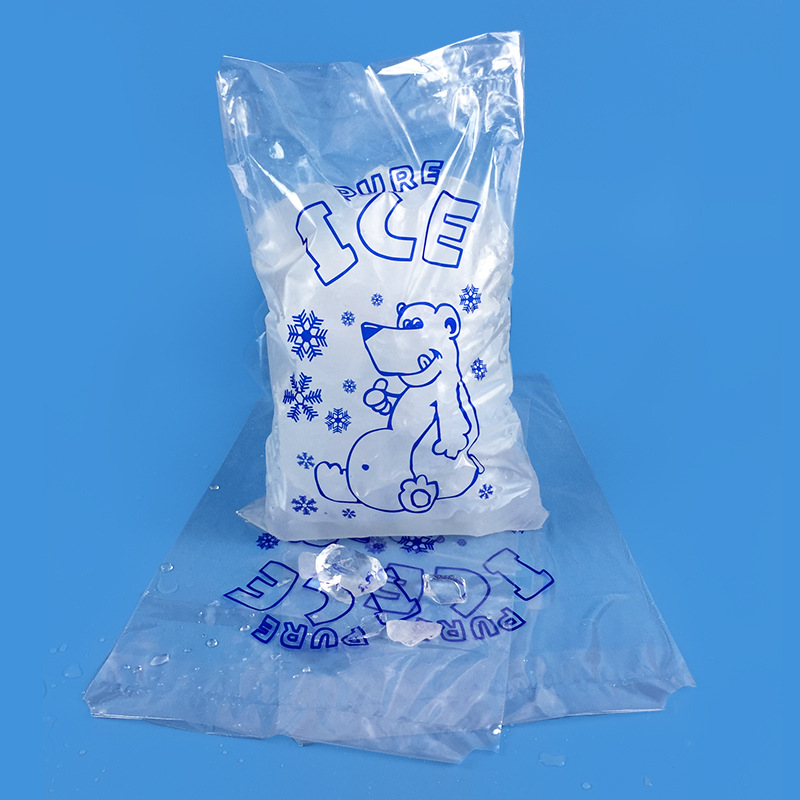 8LB Plastic Ice Cube Bags with Drawstring