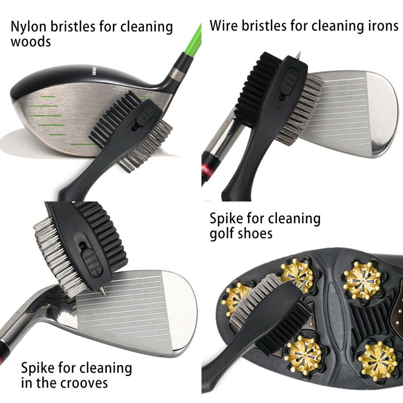 Upgraded Retractable Golf Club Cleaning Brush w/Carabiner Clip