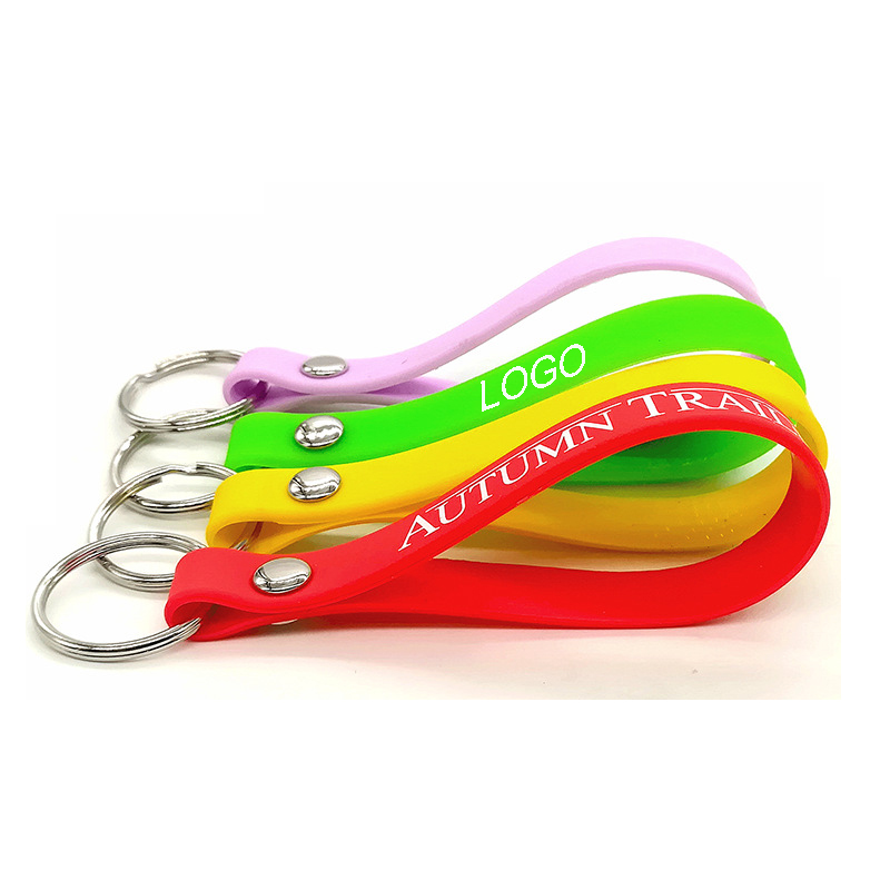 Silicone Rubber Band Key Rings Chains--7.95"x0.47"x0.08"