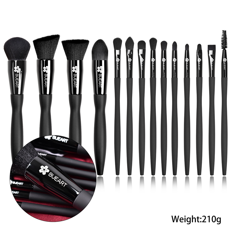 9pcs Diamond Black Makeup Brushes Set w/Bind PU Bag