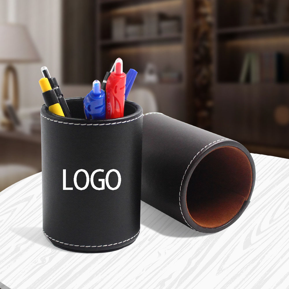 Round Shape PU Leather Organizer For Office/Desk/Home