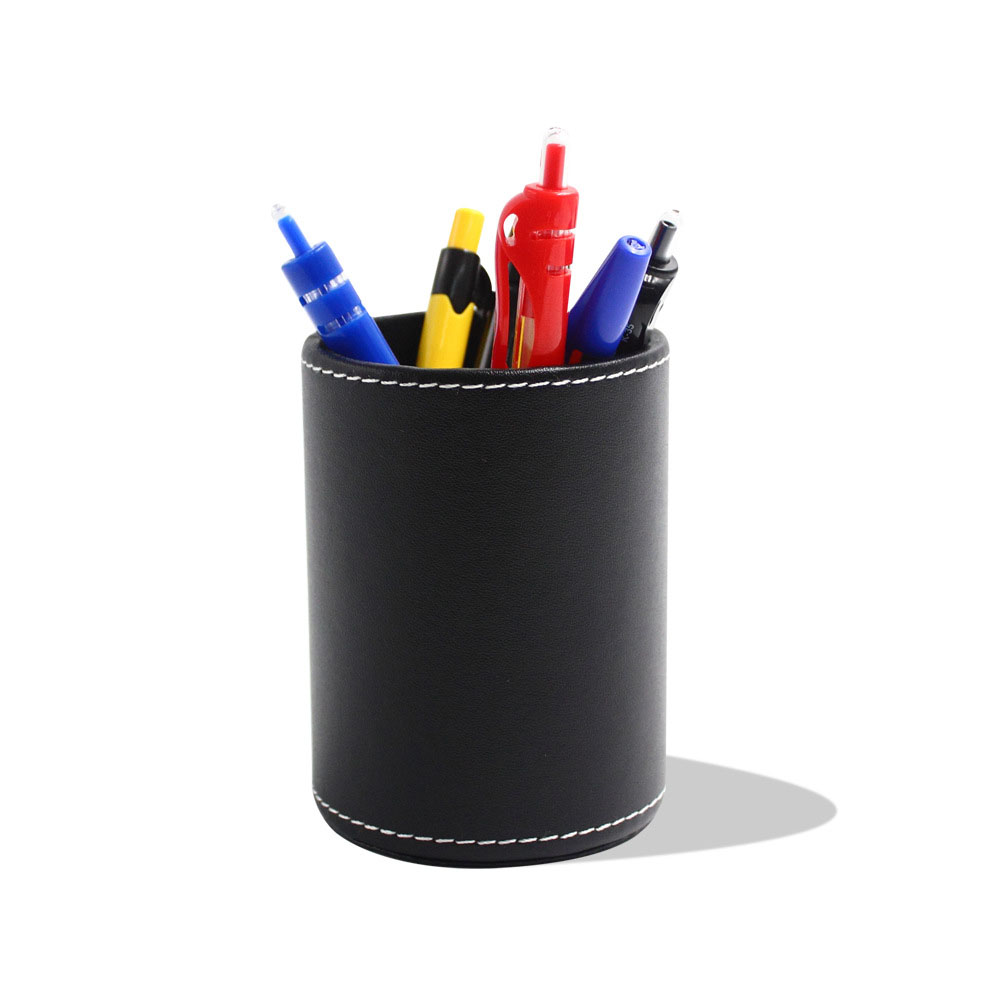 Round Shape PU Leather Organizer For Office/Desk/Home