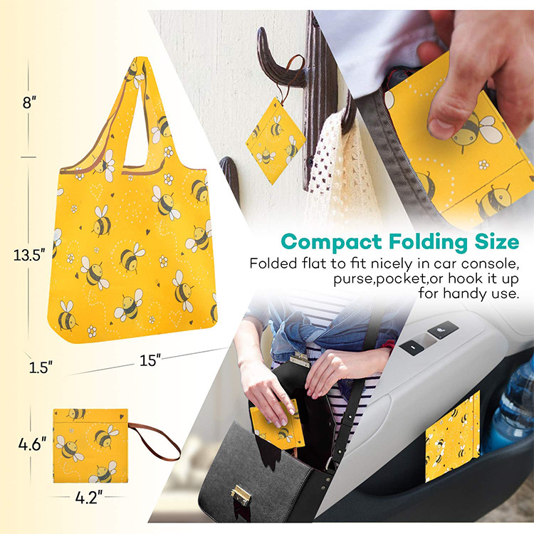 High Quality Foldaway Tote Shopping Bag--21.5x15x1.5"