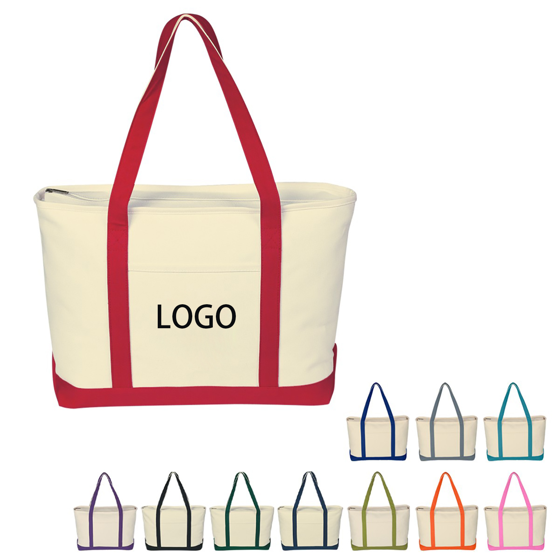 Canvas Tote Bag with an External Pocket