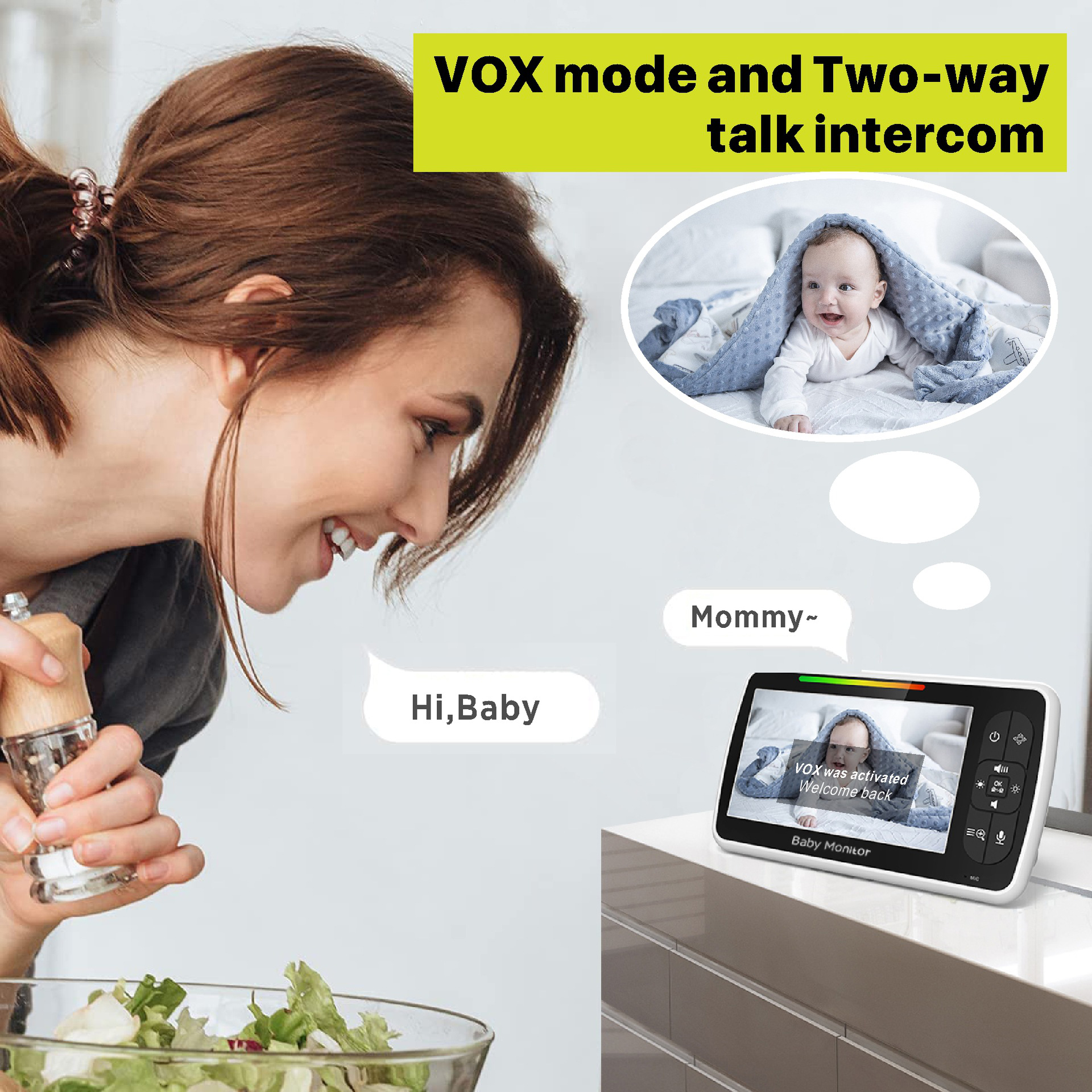 Pan-Tilt-Zoom Video Baby Monitor with Camera and Audio