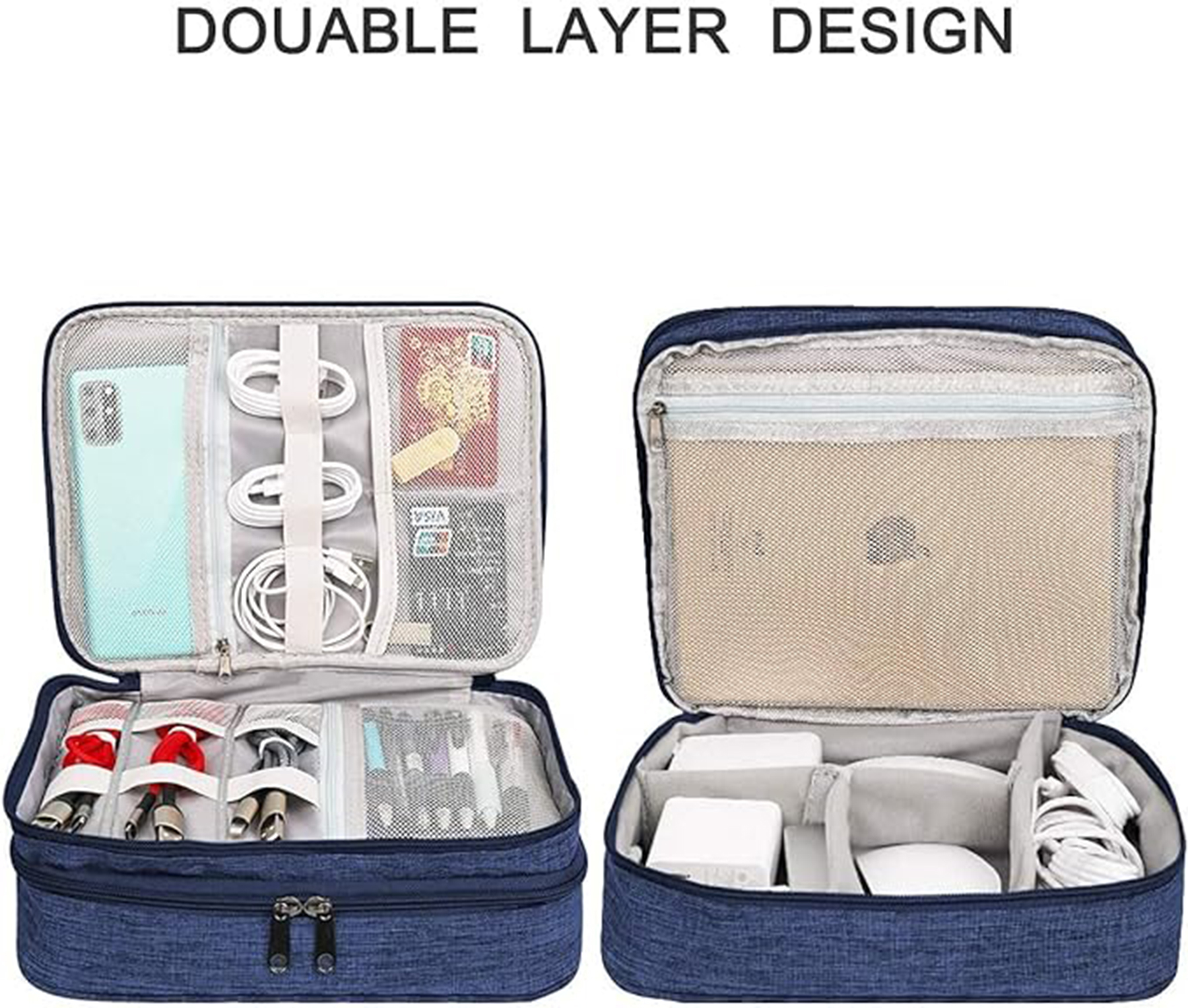 Double Layers Electronic Accessories Carry Case 