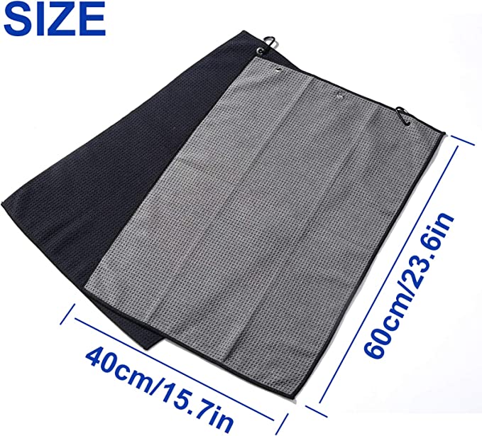 Microfiber Fabric Waffle Pattern Golf Towels w/Carabiner Clip
