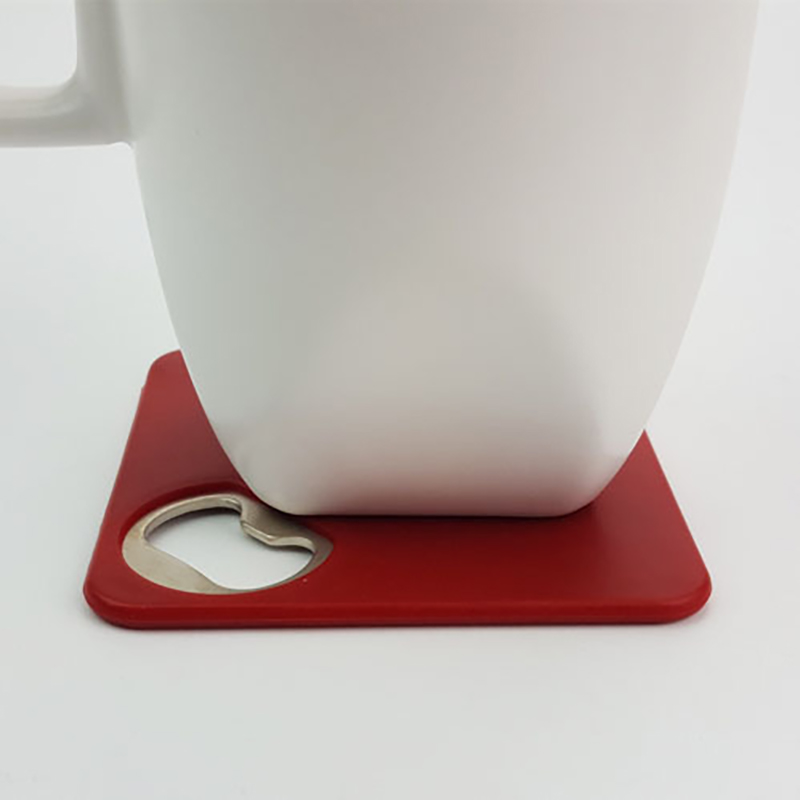 Square Bottle Opener with Coaster