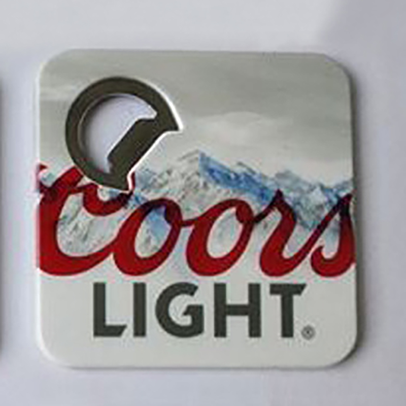 Square Bottle Opener with Coaster