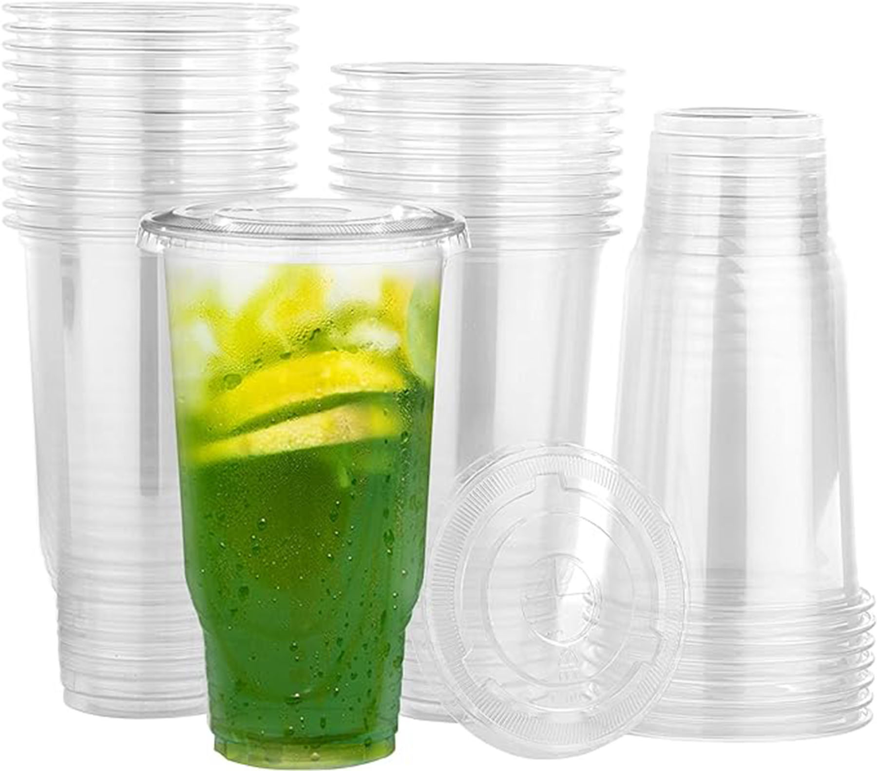 32 OZ Plastic Disposable Clear Cups  with  Lids
