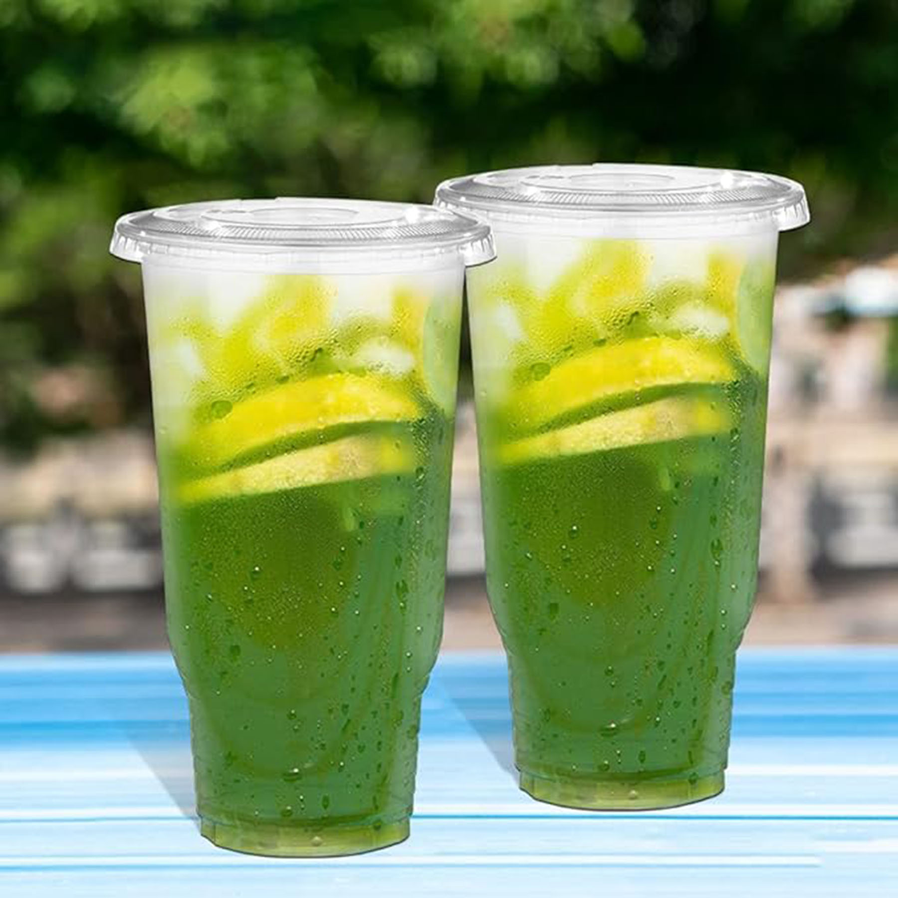 32 OZ Plastic Disposable Clear Cups  with  Lids