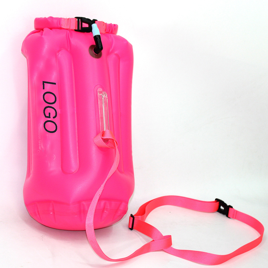 PVC Inflatable Safety Buoy Waterproof Dry Floating Storage Bag W/ Waistband for Swimming/Training