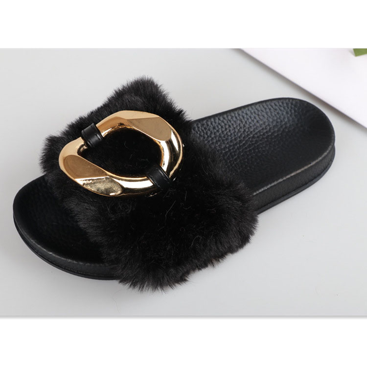 Faux Fur Soft Slide Flat Slipper Faux Fur Soft Slide Flat Slipper