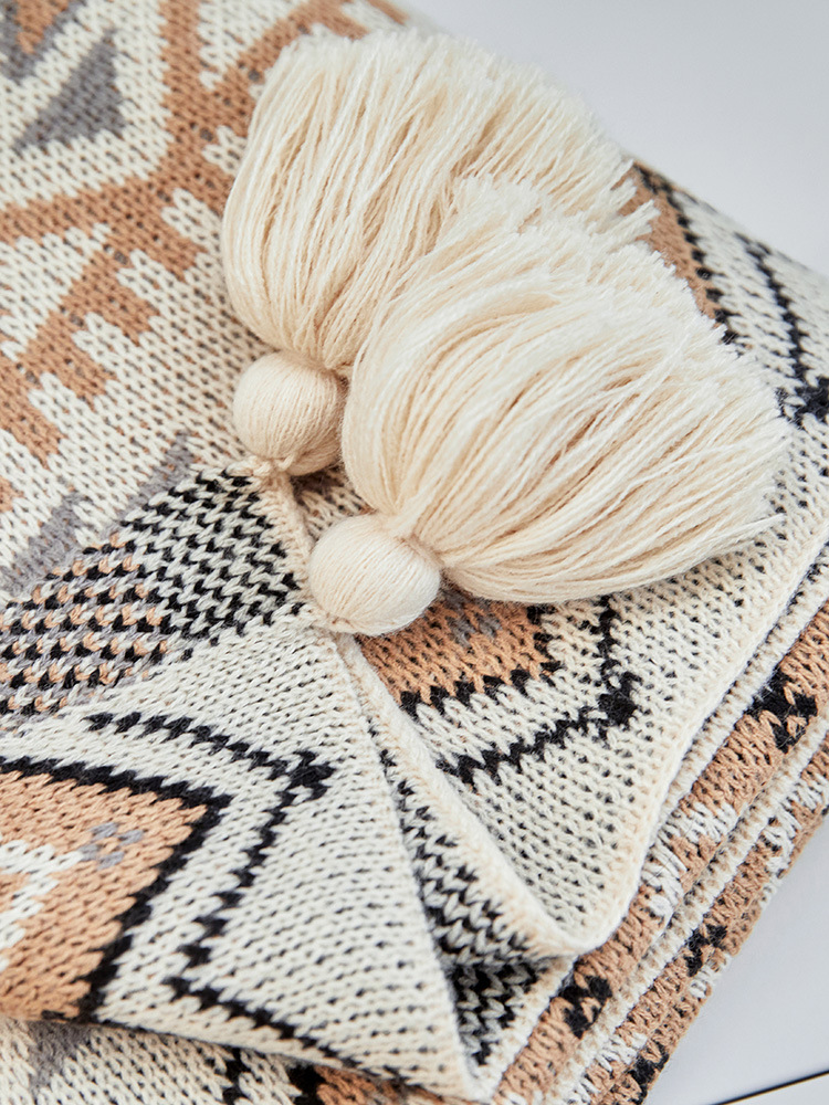 Colorful Bohemian Blanket w/ Tassels Reversible for Home Decorative Colorful Bohemian Blanket w/ Tassels Reversible for Home Decorative