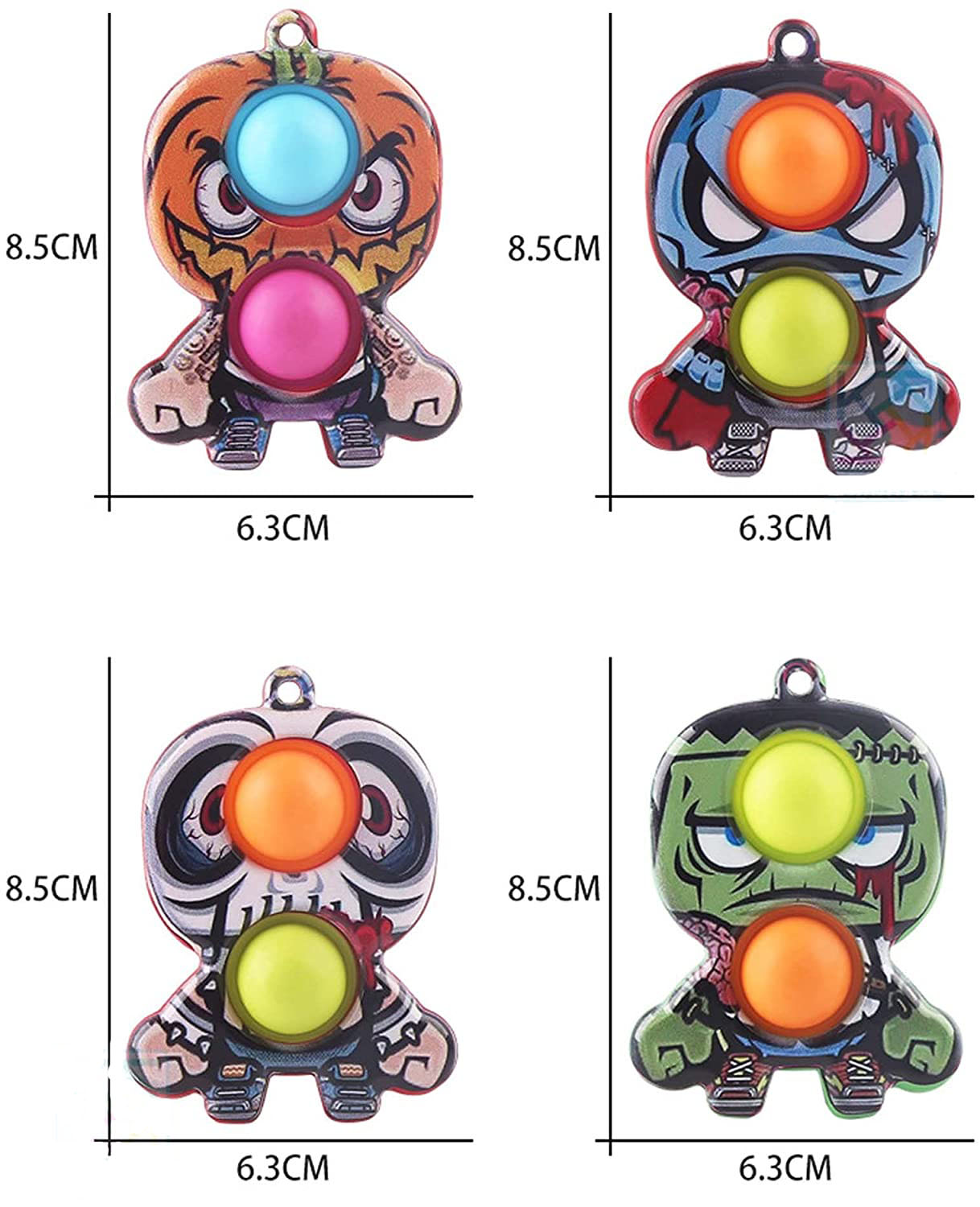 Halloween Push Pop Bubble Fidget Toy w/ Keychain for Children and Adult