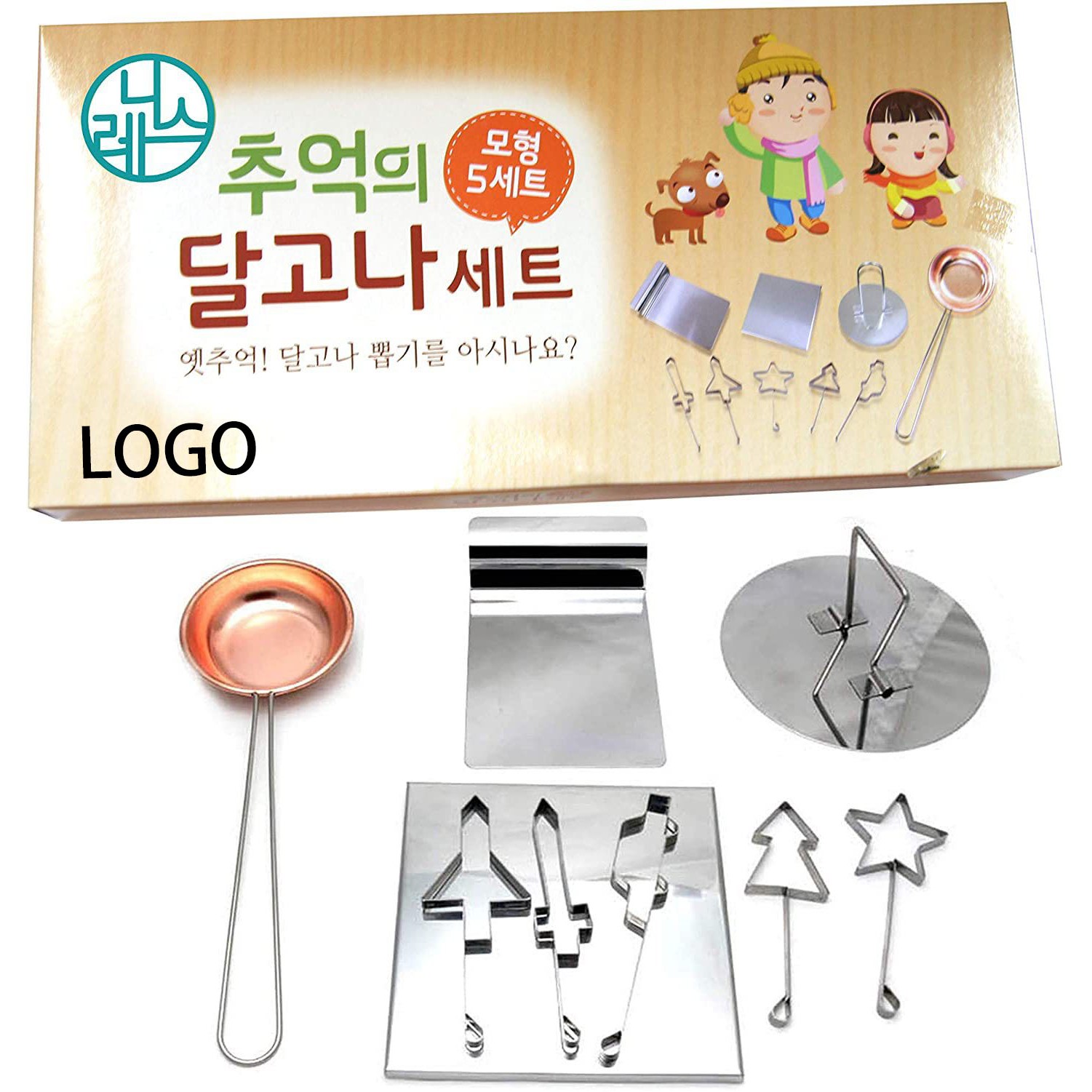 Korean Dalgona Kit Squid Game Sugar Candy Making Tools Pure Copper Plate 9PCS Set