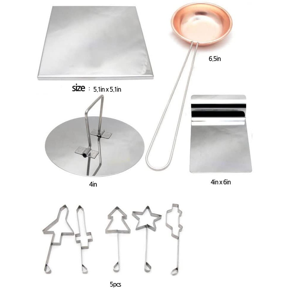 Korean Dalgona Kit Squid Game Sugar Candy Making Tools Pure Copper Plate 9PCS Set