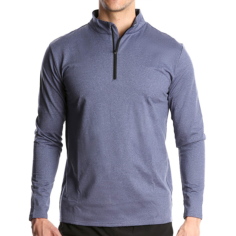 Men's Solid Color Long Sleeve  Pullover Tops Half Zipper Outdoor Sweatshirt