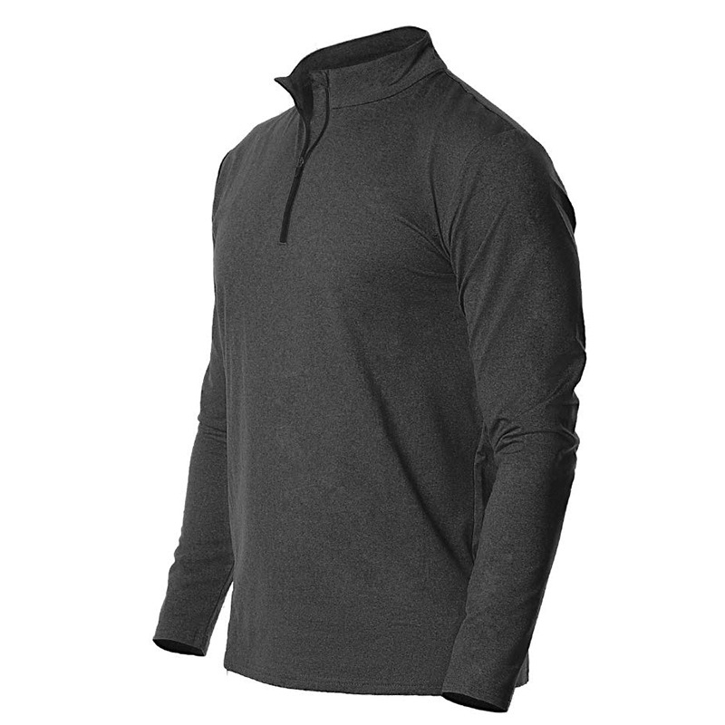 Men's Solid Color Long Sleeve  Pullover Tops Half Zipper Outdoor Sweatshirt