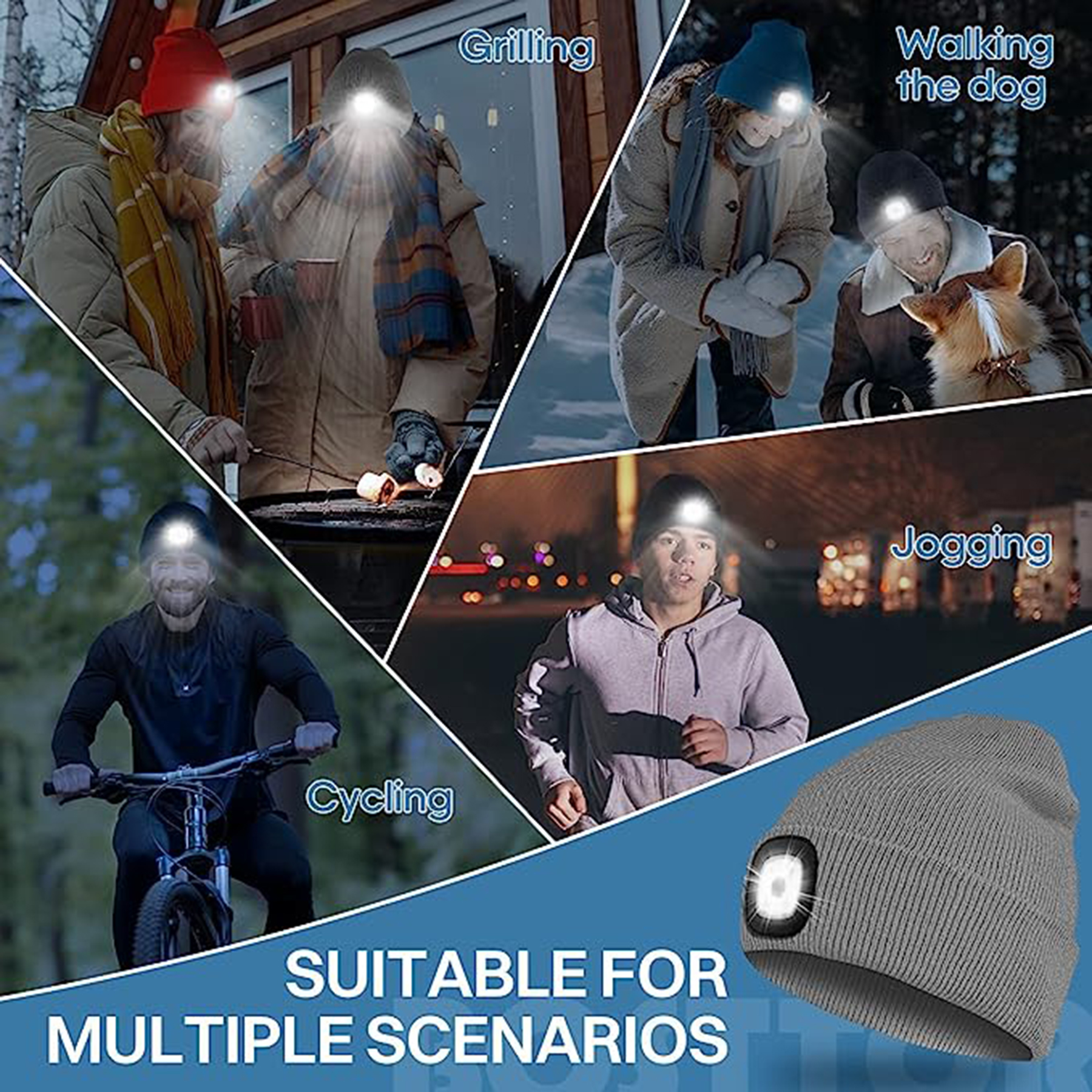 Unisex Warm Winter Hat with Flashlight