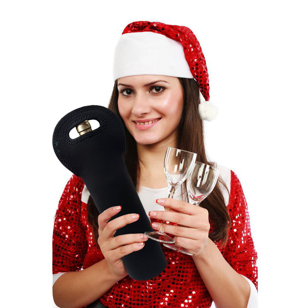 Pure Color Neoprene Champagne Wine Carrier Tote Bag