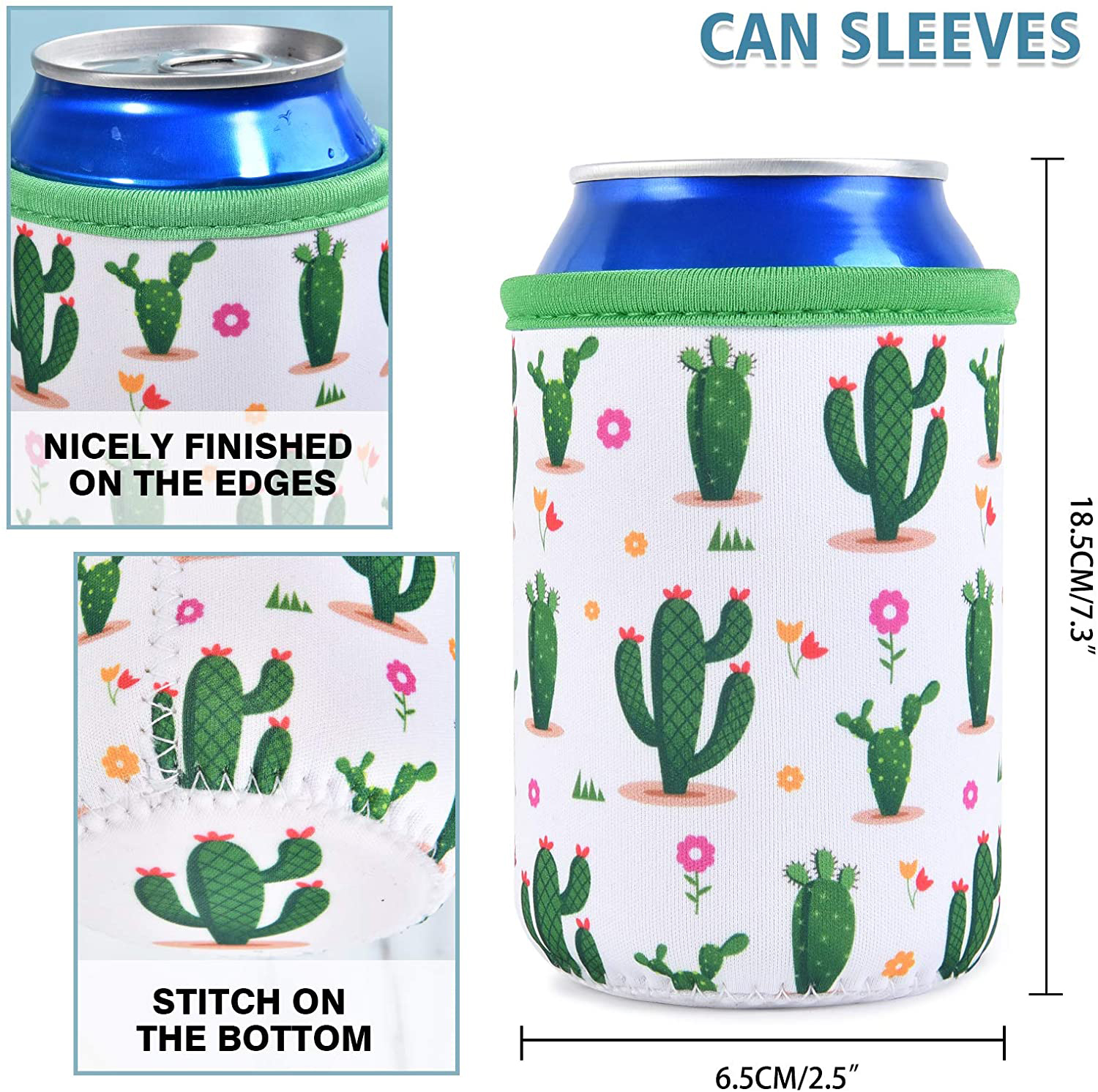 12oz Full Color Sublimation Can Cooler Sleeves w/1 Seam