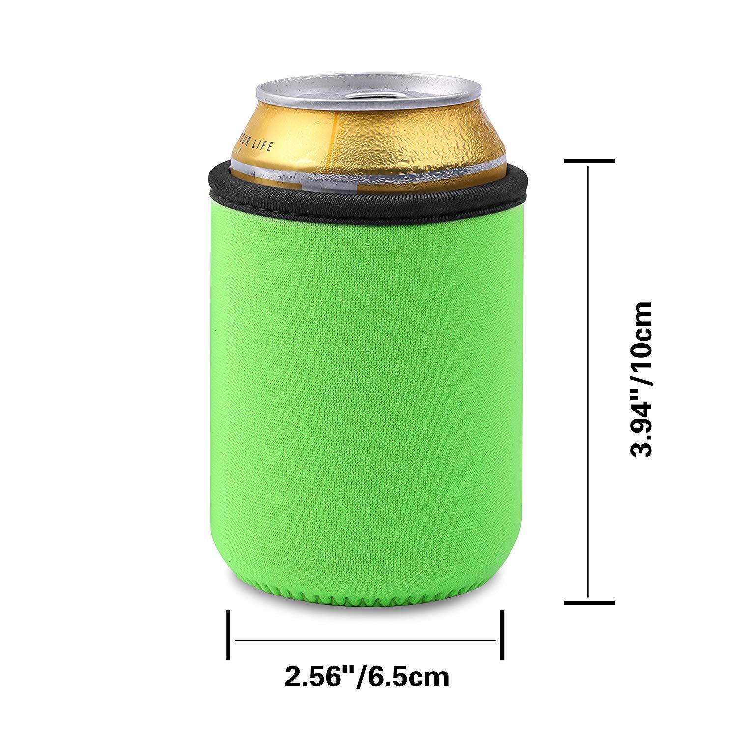 Neoprene 1 Seam Beer Can Sleeve Covers W/Stitched Fabric Edges