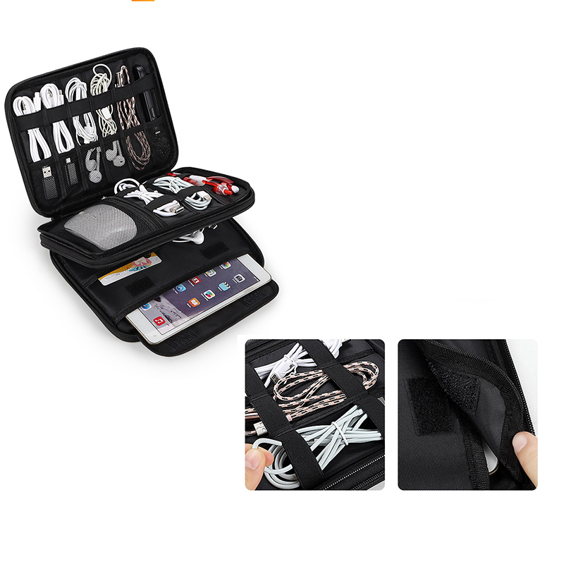 Waterproof Double-Layer Travel Cable Organizer Bag Electronic Accessories