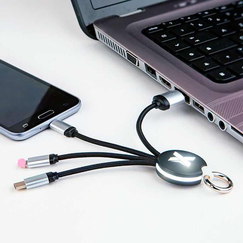 3 in 1 USB Charging Cable w/LED Backlight LOGO