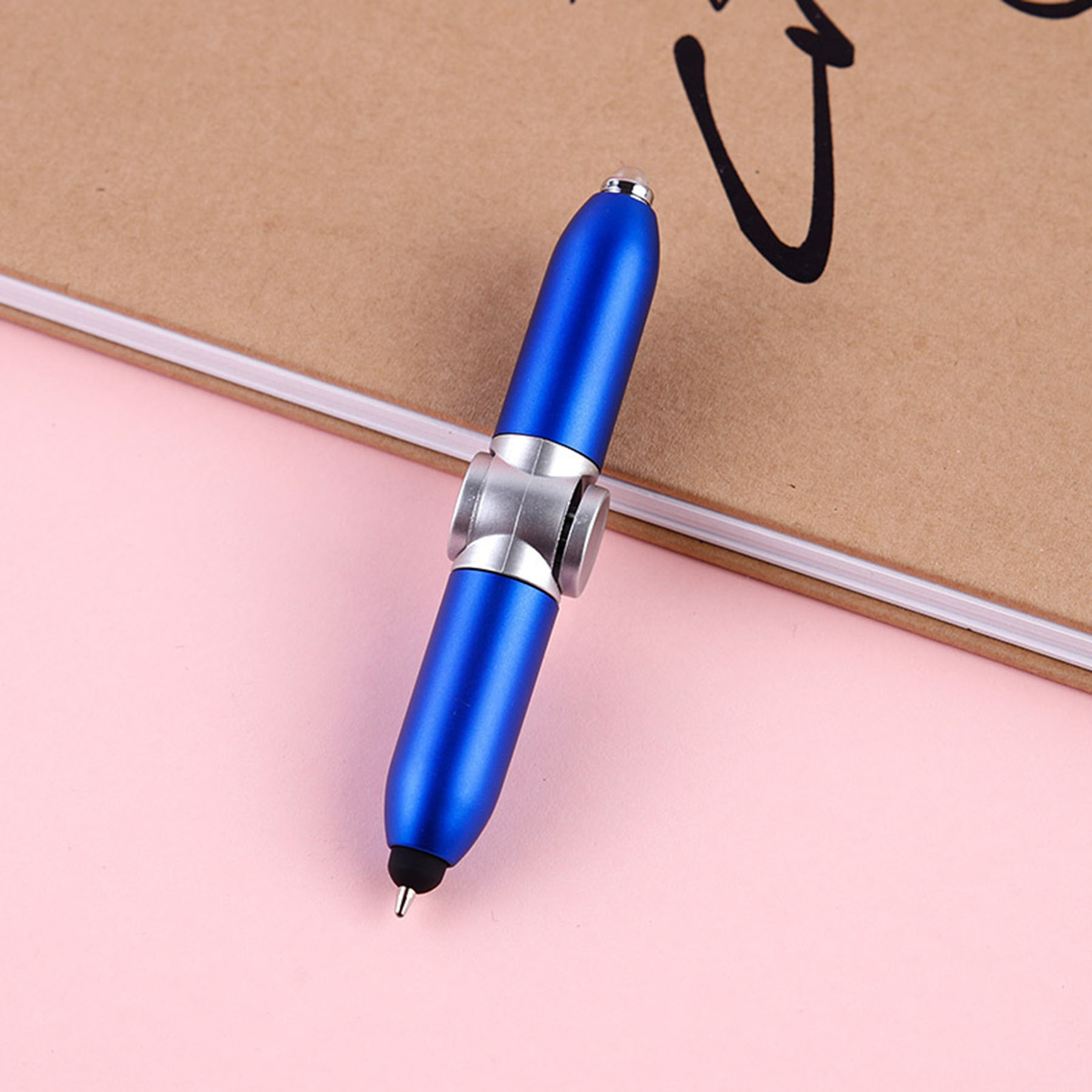 Rotating Ballpoint Pen with LED Light