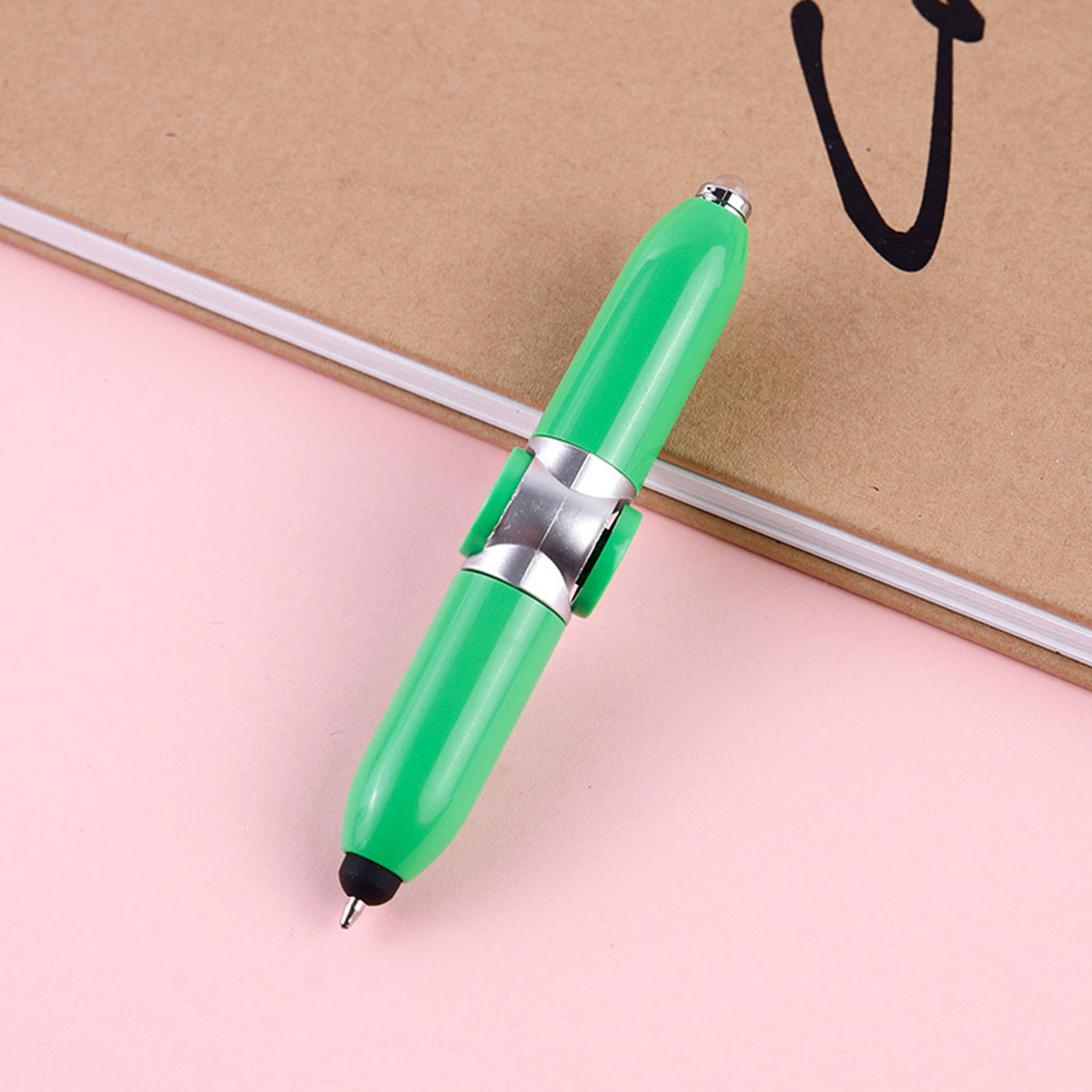 Rotating Ballpoint Pen with LED Light