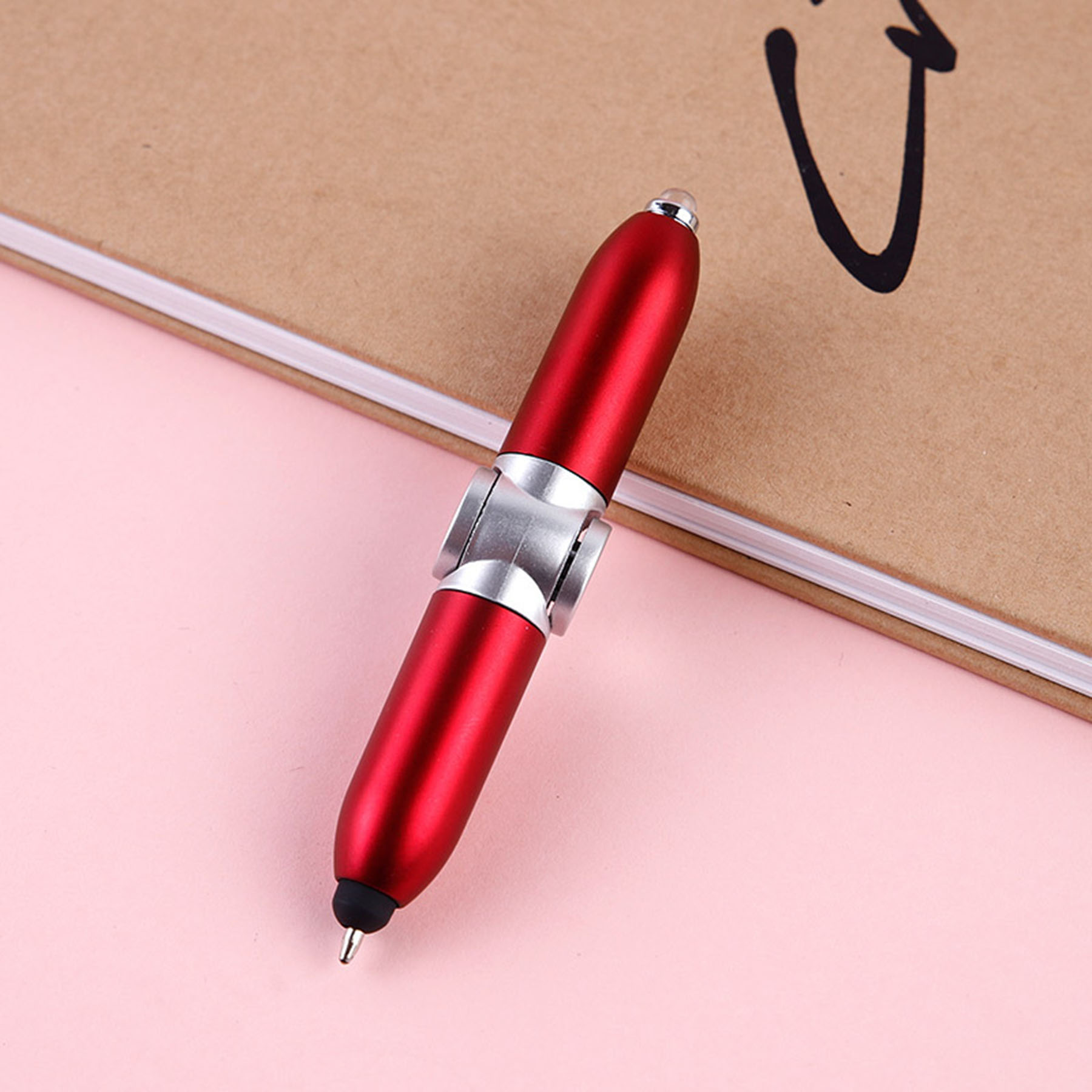 Rotating Ballpoint Pen with LED Light
