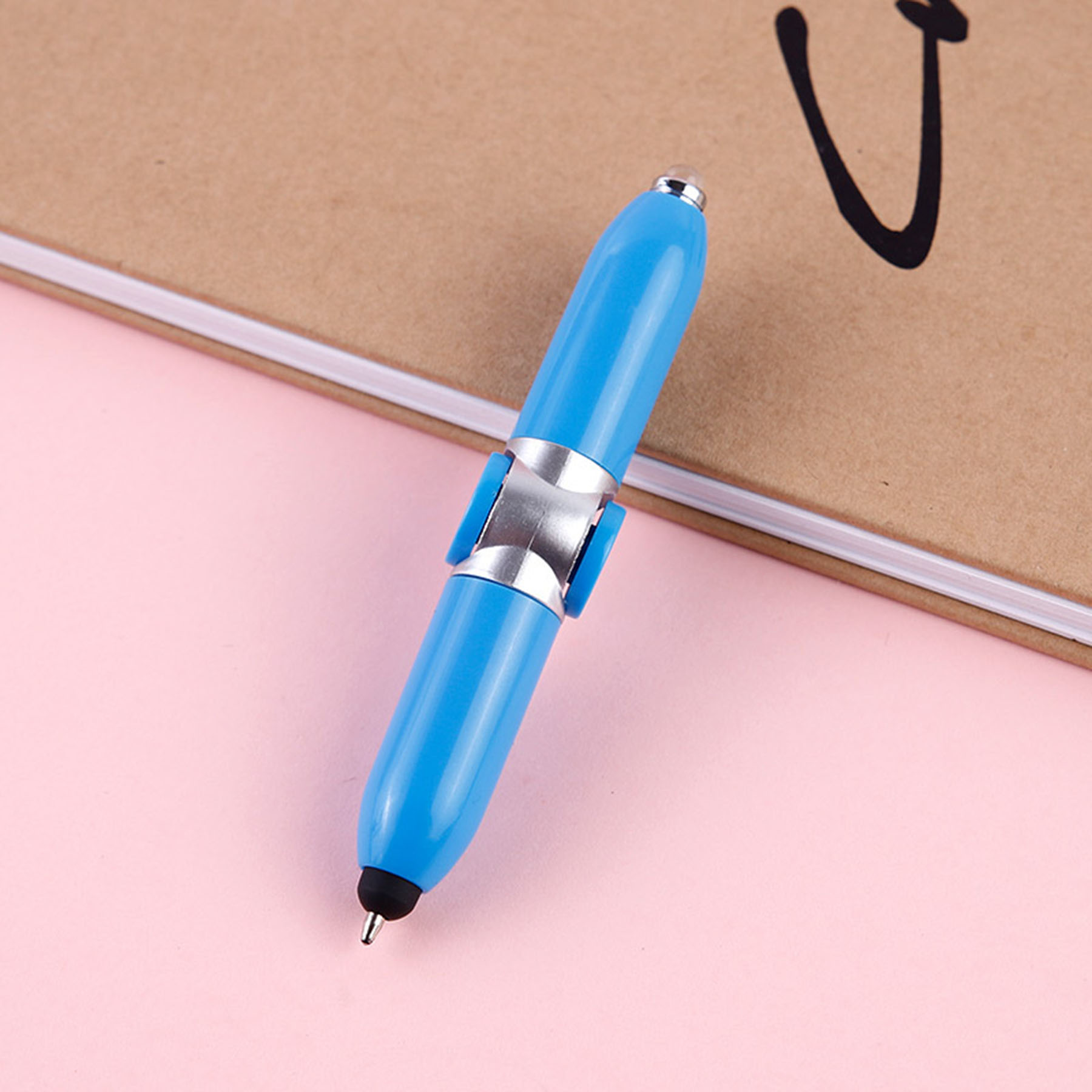 Rotating Ballpoint Pen with LED Light