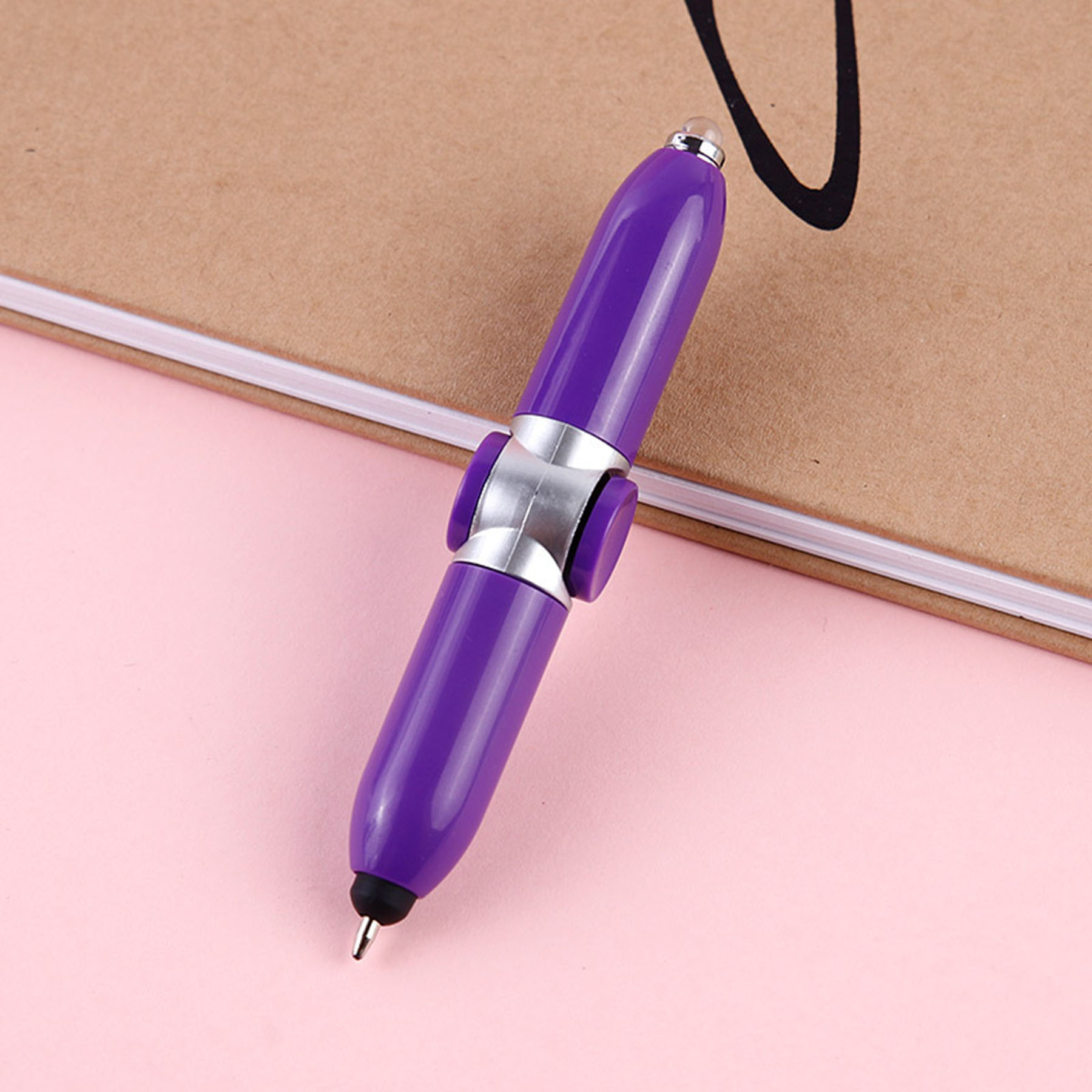 Rotating Ballpoint Pen with LED Light