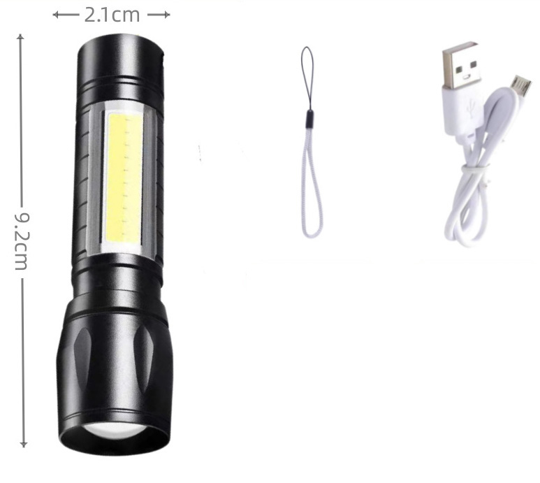 MGE4437 Aluminum Alloy Zoom Rechargeable Outdoor Flashlight/ Non-slip Hand Rope